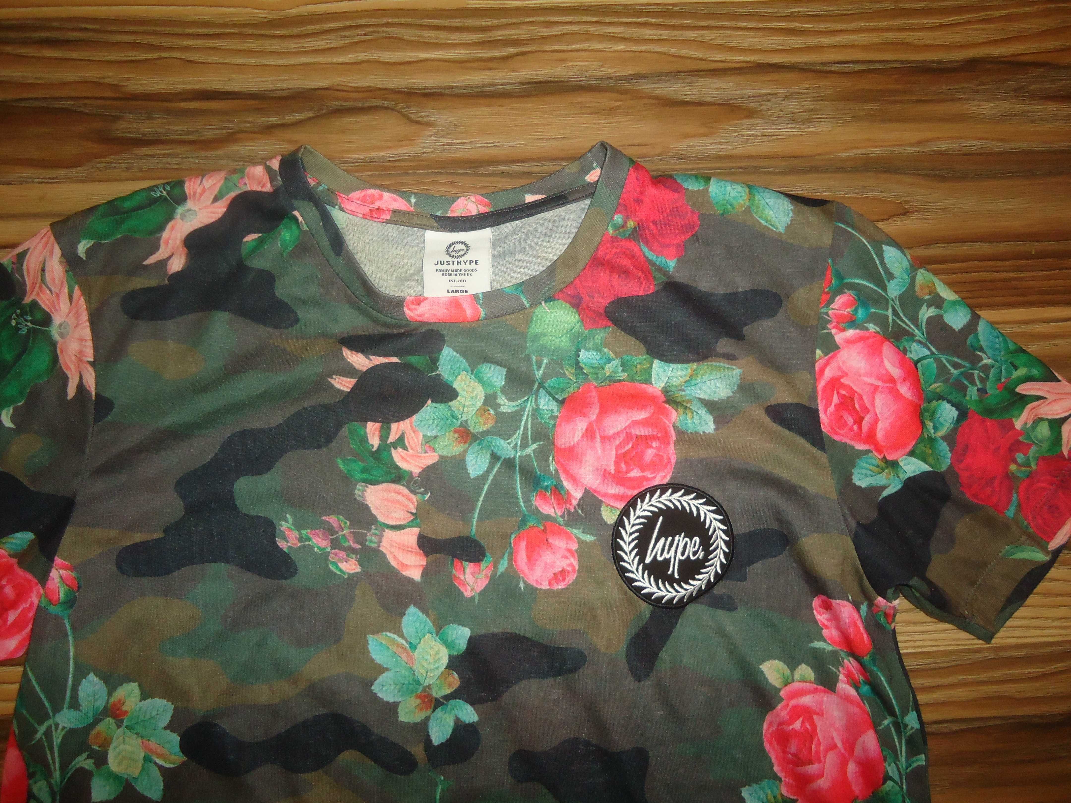 HYPE Koszulka T-shirt męski kwiaty moro Róże Rozmiar L