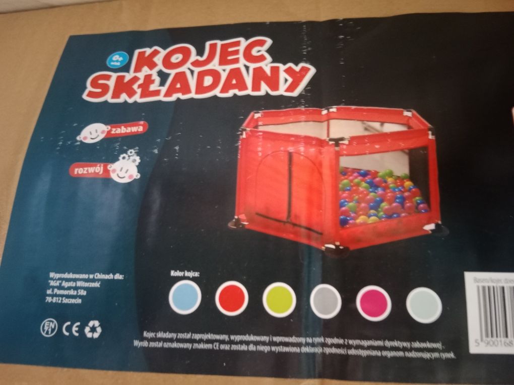 Szary  kojec/ suchy basen składany  dla dziecka + 100 kolorowych kul