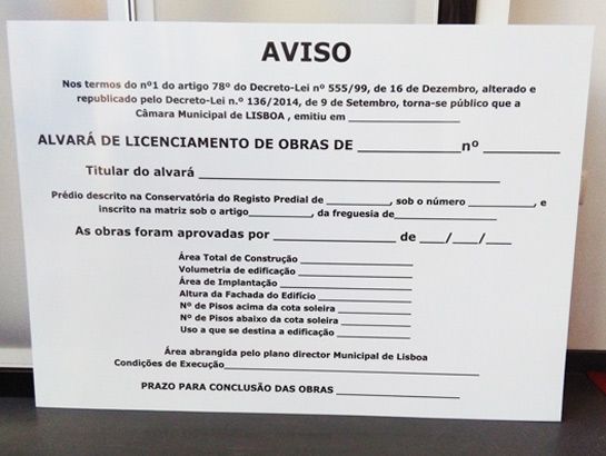 Sinalética e Placas de Obra autorizadas