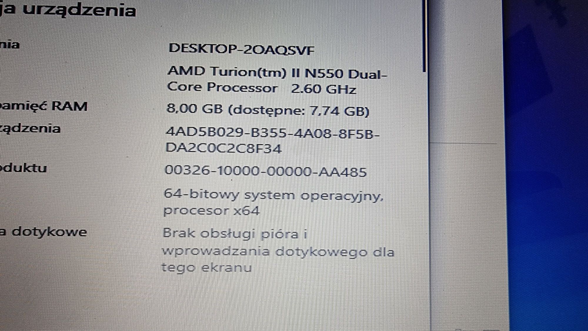 Laptop HP 8gb dysk ssd