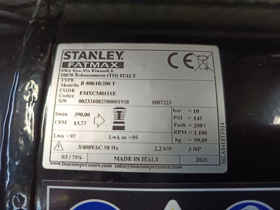 Fabrycznie Nowy Kompresor sprężarka Stanley Fatmax 200l Abac 10bar