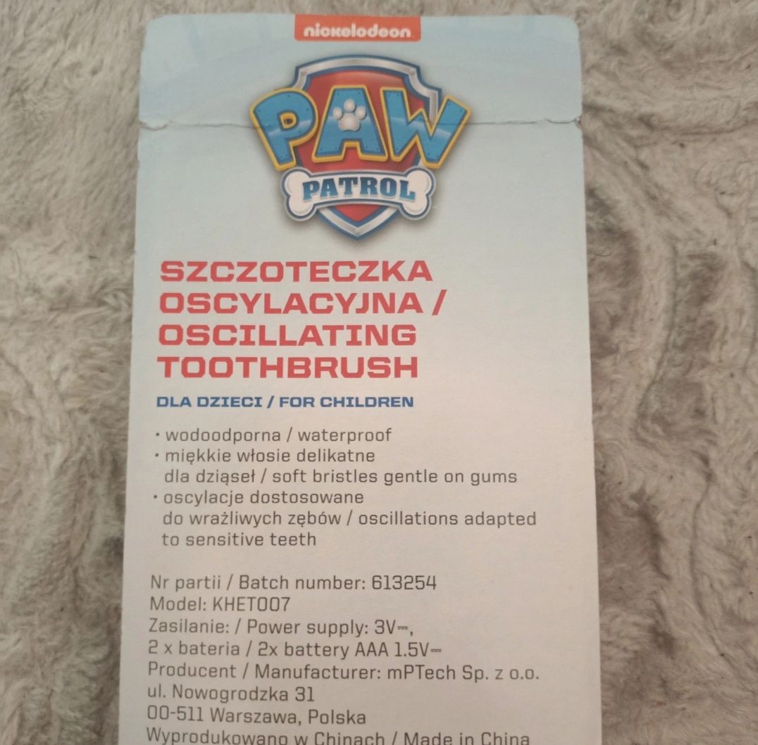 Szczoteczka dla dzieci oscylacyjna Psi Patrol
