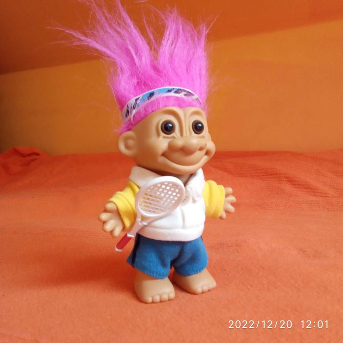 kolekcjonerska figurka DUŻY Troll Trol tenisista retro vintage lata 90