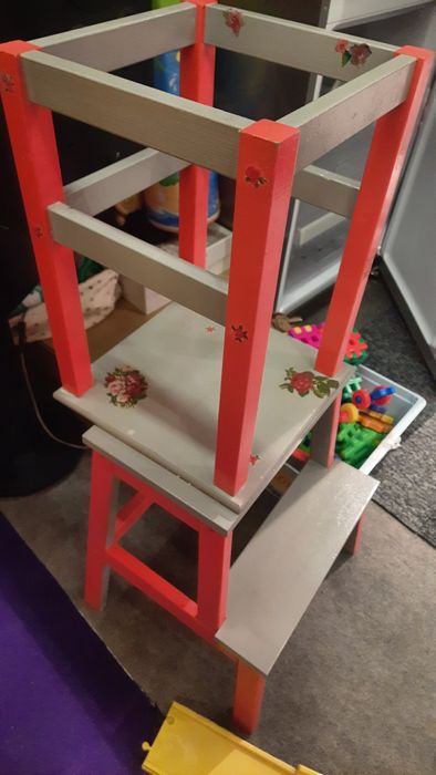 Kitchen Helper pomocnik stołek czerwony szary