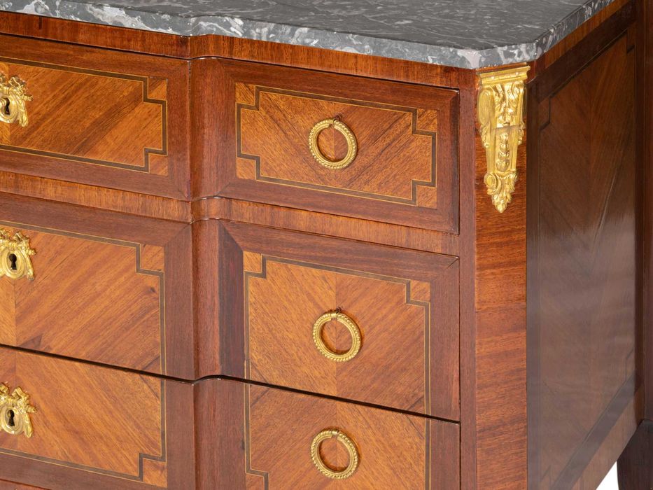 Cómoda com Gavetas Bronze Napoleão III, Tampo Mármore, Século XIX