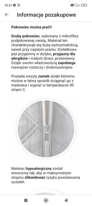 Materac do łóżeczka 70x140