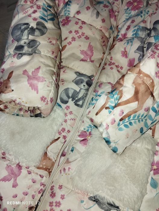 Kurtka gruba zimowa ocieplana uszy miś kieszenie płaszcz długi ociepla