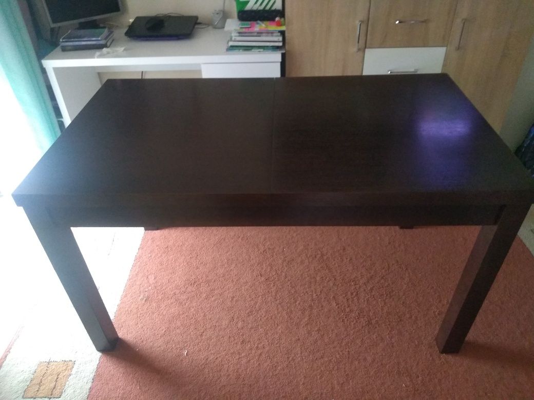 Stół drewniany rozsuwany ciemny brąz 140x80