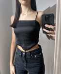 Czarny damski crop top krótka bluzka na imprezę XS 34 Stradivarius