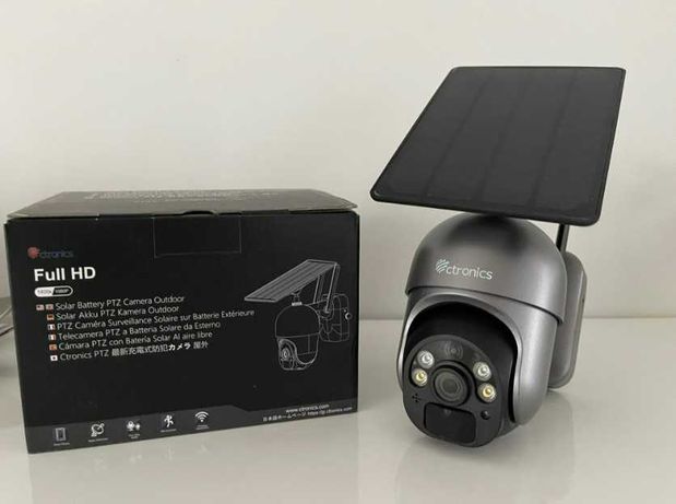 [NOVO] Câmara Vigilância WiFi Rotativa 360º • 1080P • Painel Solar