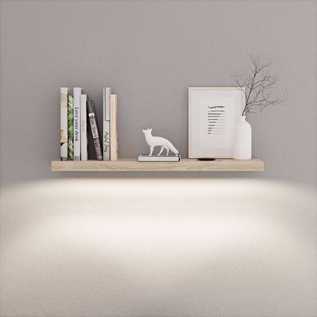 Półka wisząca LED na książki/pamiątki/rośliny/fotografie | Dąb Sonoma