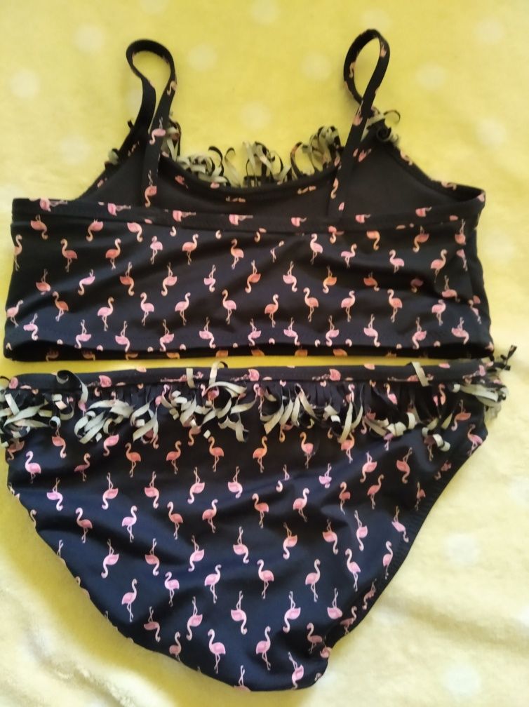 Strój kąpielowy bikini dla dziewczynki na wzrost 122/128 cm flamingi