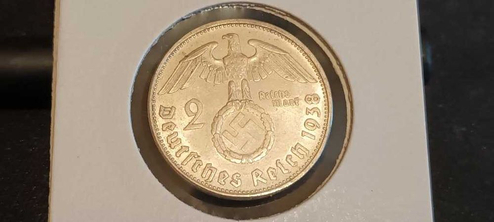 2 Marki III Rzesza Niemcy Hindenburg. Srebro 1938,B.rzadkie,Stan