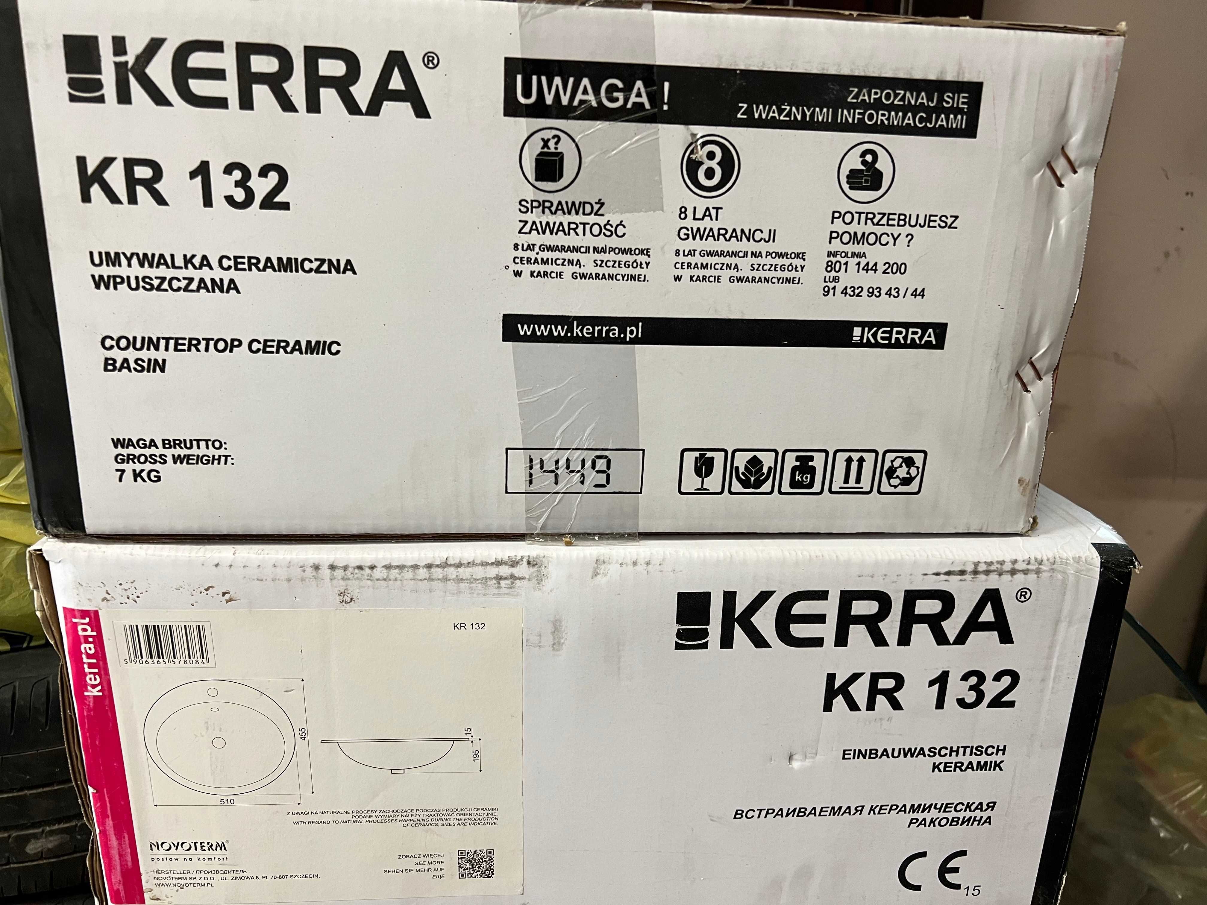 Sprzedam tanio 5 nowych umywalek wpuszczanych w blat KERRA KR 132