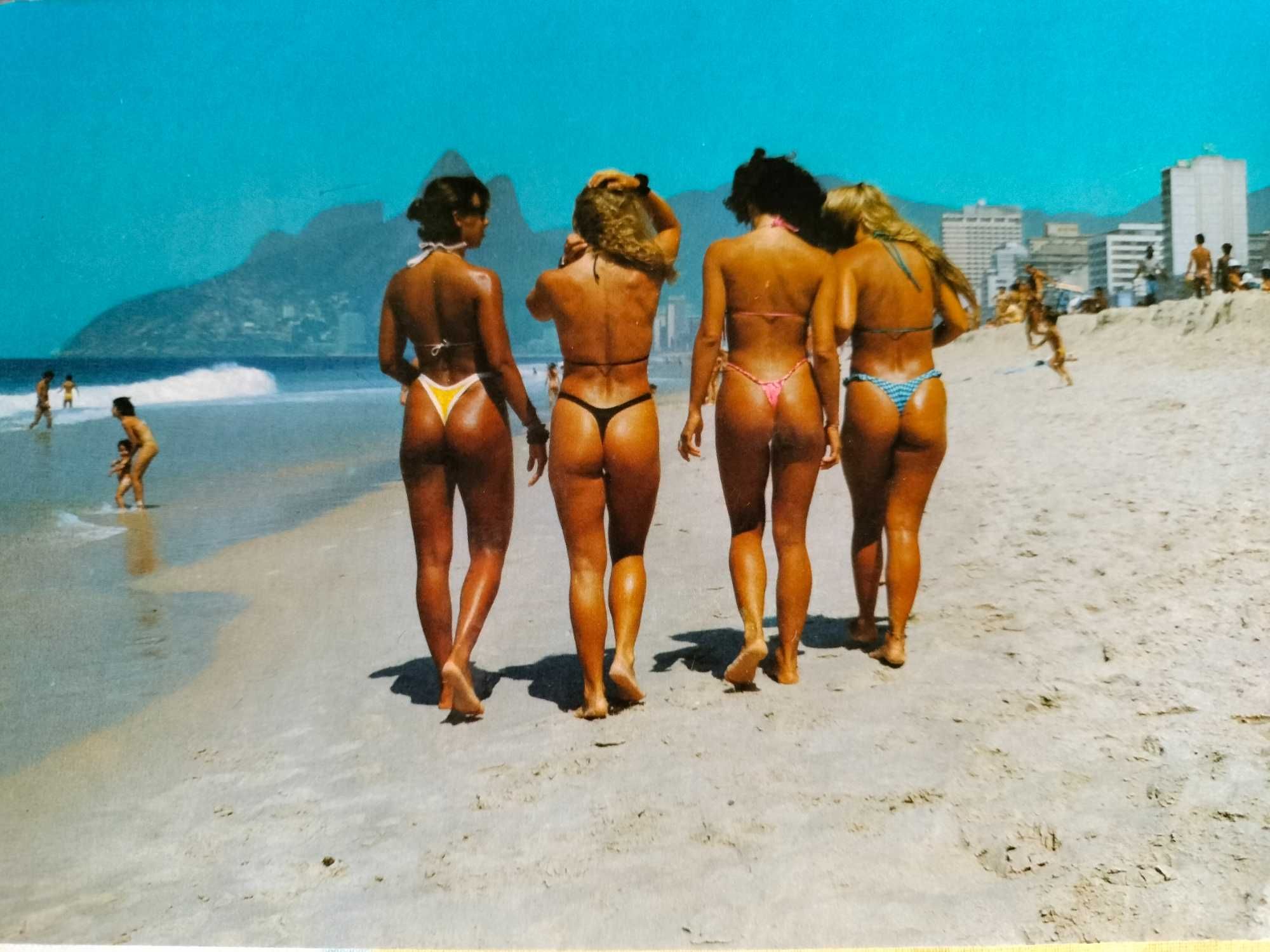 Conjunto 3 Cartões postais Vintage Praia de Ipanema Rio de Janeiro