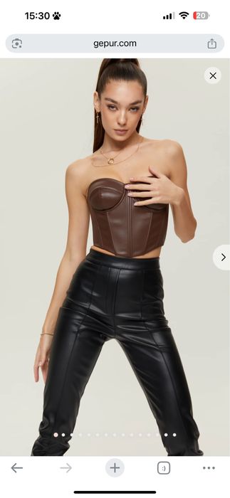 Топ бюстьє корсет з екошкіри коричневий шоколадний