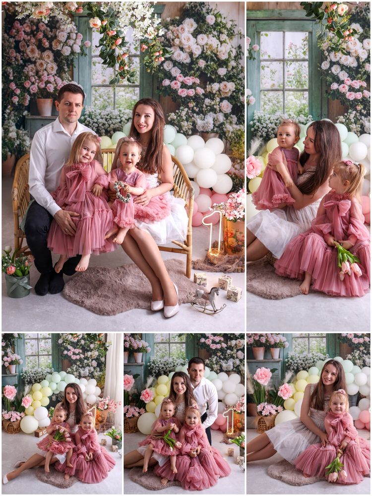 Tło fotograficzne Pastelowe Marzenia , kwiaty, drzwi