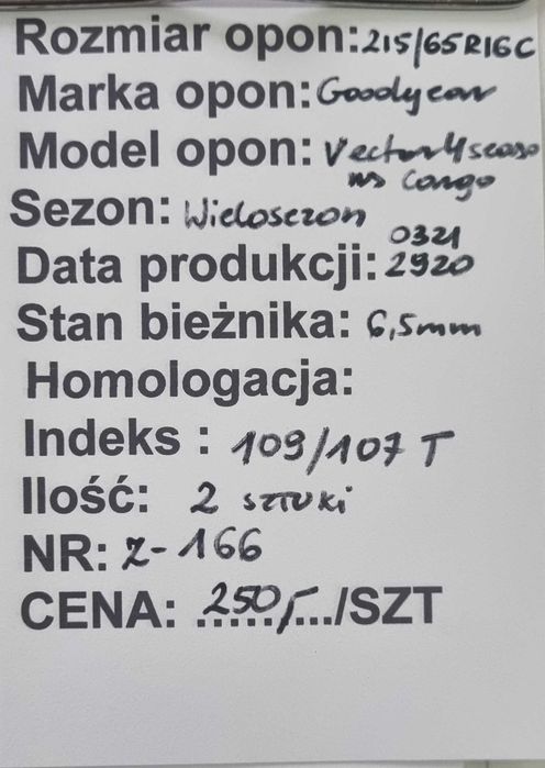 215/65R16C Goodyear Vector 4 Season Cargo Wielosezonowe