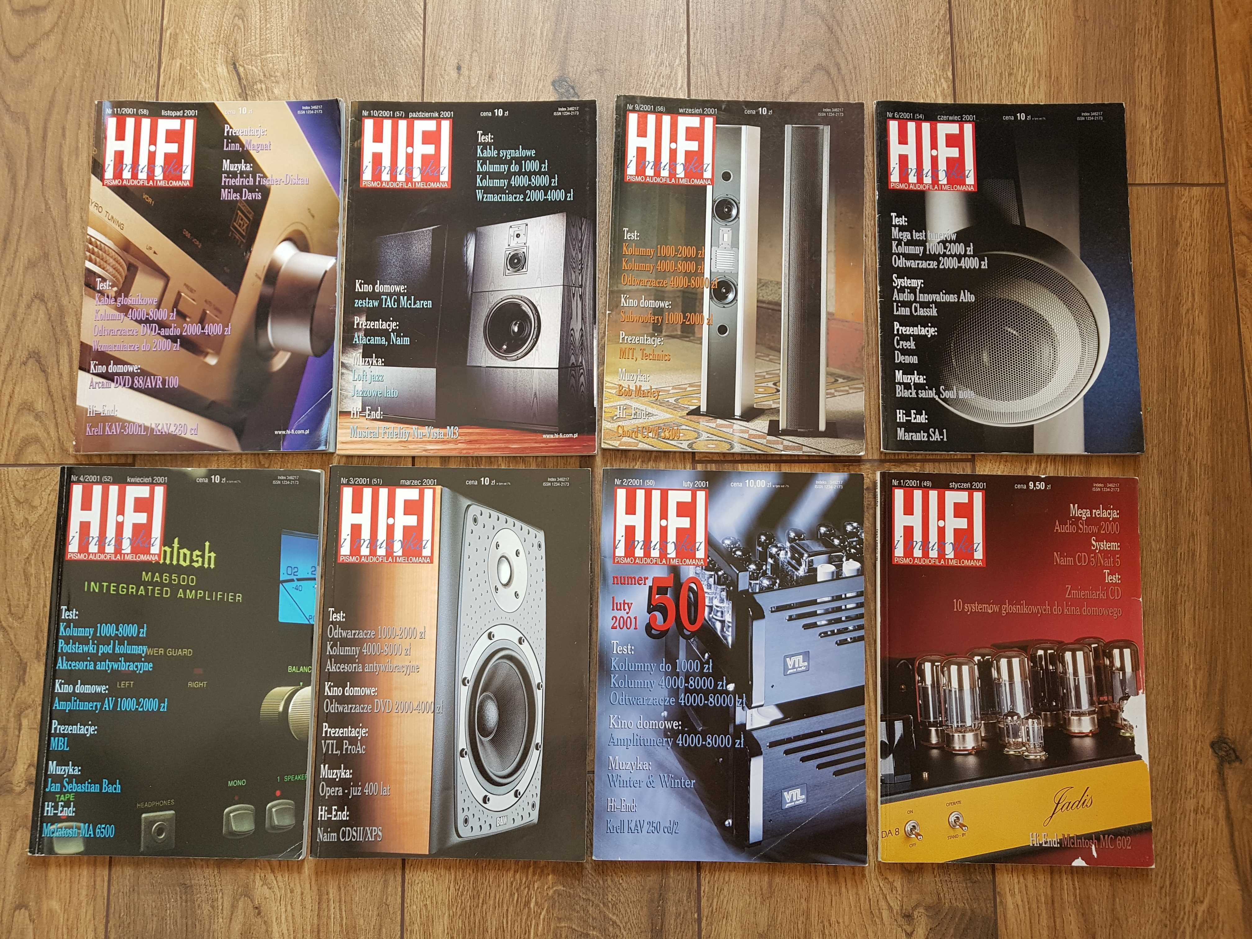 8 czasopism: Hi Fi i muzyka - pismo audiofila i melomana, rocznik 2001