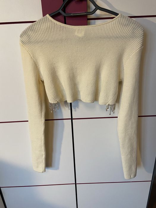 Bluzka z odkrytymi plecami i cyrkoniami Zara S święta sylwester