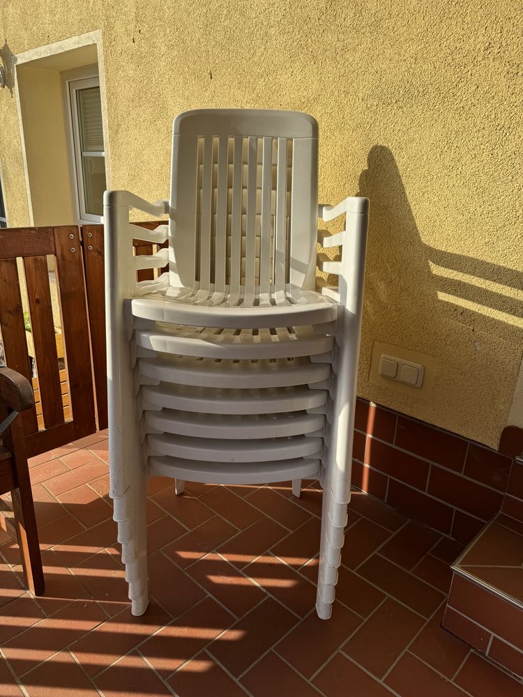 Plastikowe krzesła ogrodowe wysokie oparcie 7sztuk