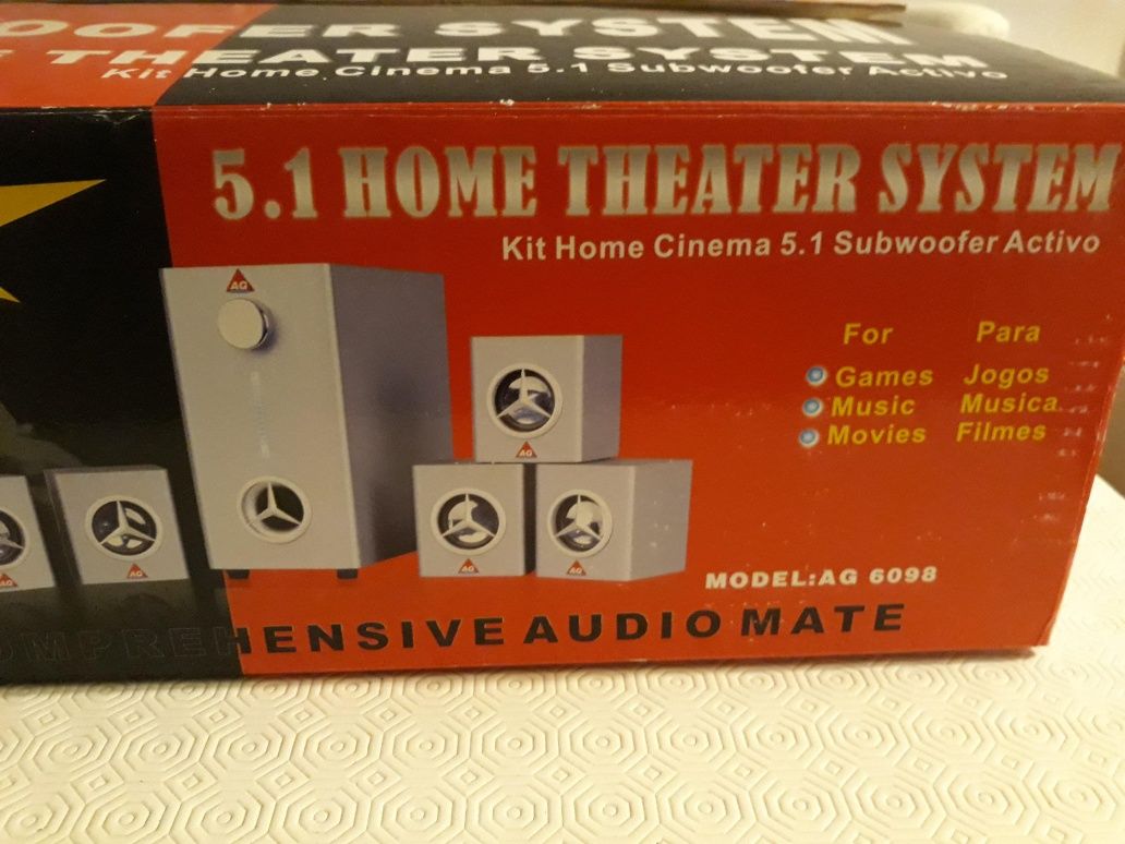 Sistema de som 5,1 colinas e sub home cinema