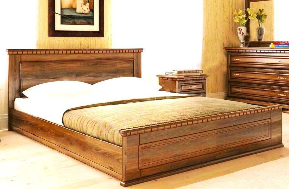 Дубове ліжко 160х200 колір горіх світлий