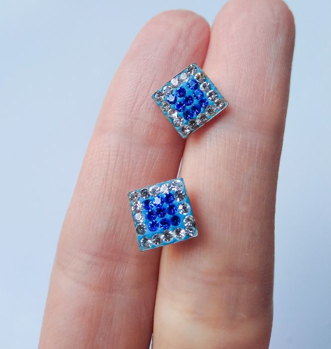 Pandora Серьги с синими Фианитами Серебряные сережки