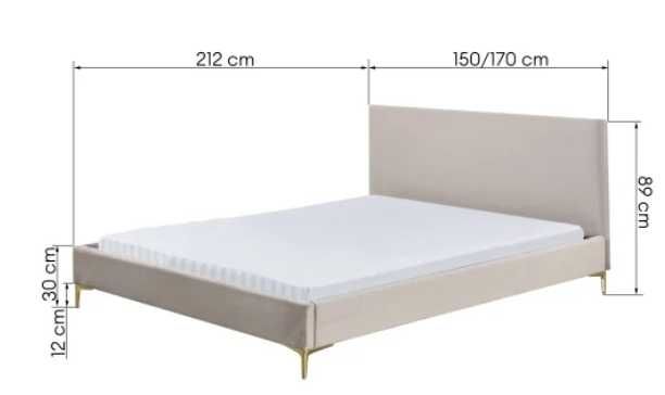 zz514 łóżko  Ravi 160x200 cm ze stelażem, bezowe welurowe,