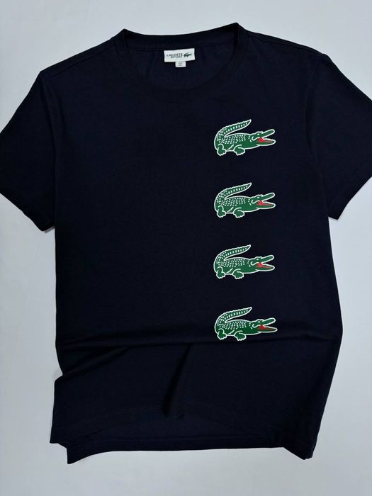 Чоловіча футболка темно синя з логотипом Lacoste оригінал