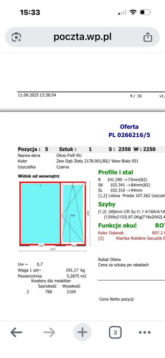 Okno balkonowe pcv veka 82 3szybowe