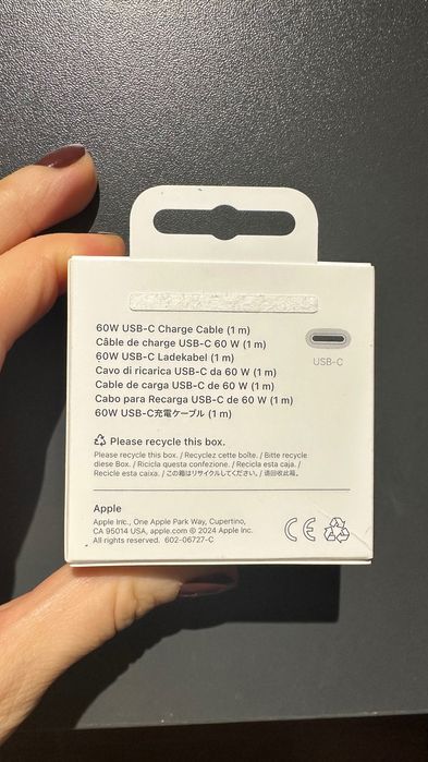 Oryginalny kabel Apple USB-C 60W, 1m– nowy