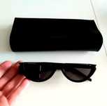 Saint Laurent wąskie małe czarne okulary przeciwsłoneczne