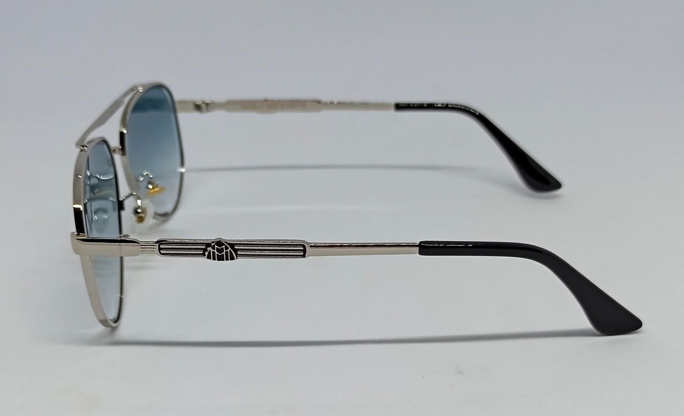 Maybach очки капли мужские серо синий градиент в серебристом металле