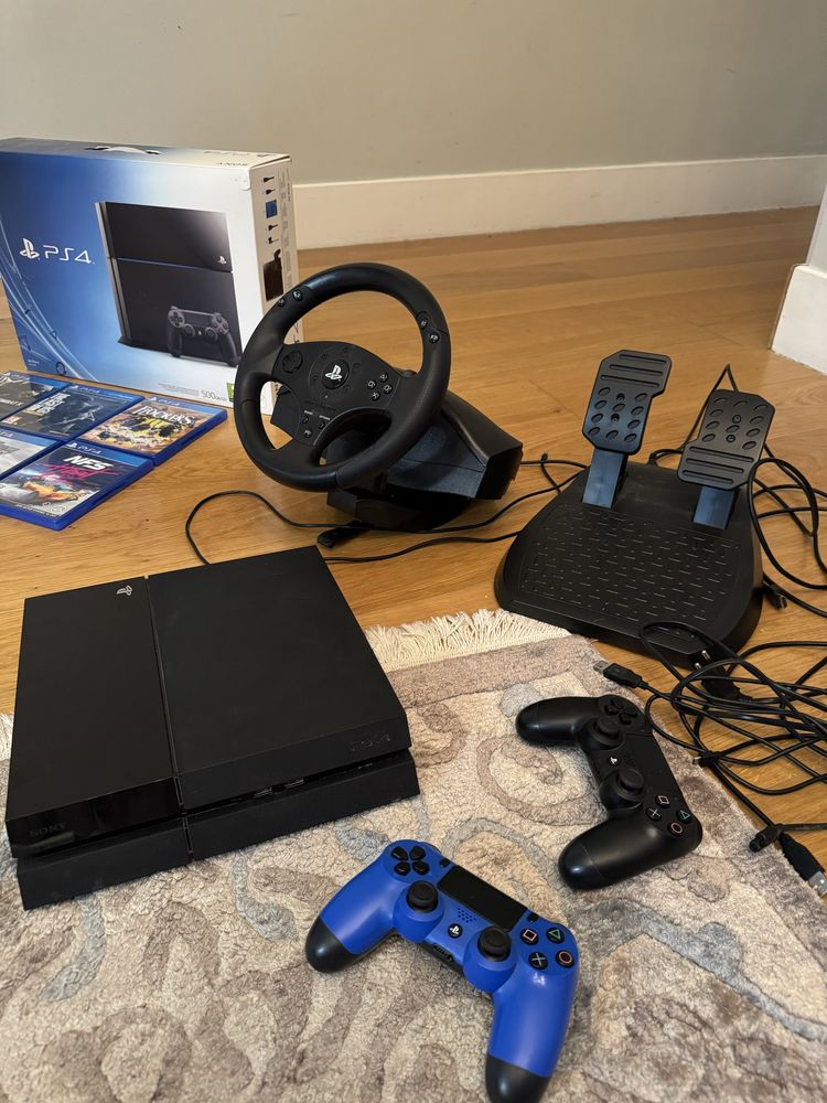 PS 4 Jet black CUH-1116A 500mb ,руль thrustmaster t80 , ігри