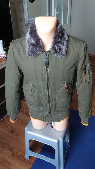 Superdry kurtka męska M pilotka kołnierz z misia przejściowa bomberka
