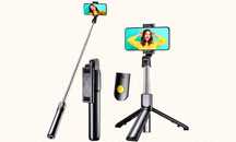 Wzmocniony Selfie Stick Statyw 3w1 Czarny Pilot Bluetooth na wakacje