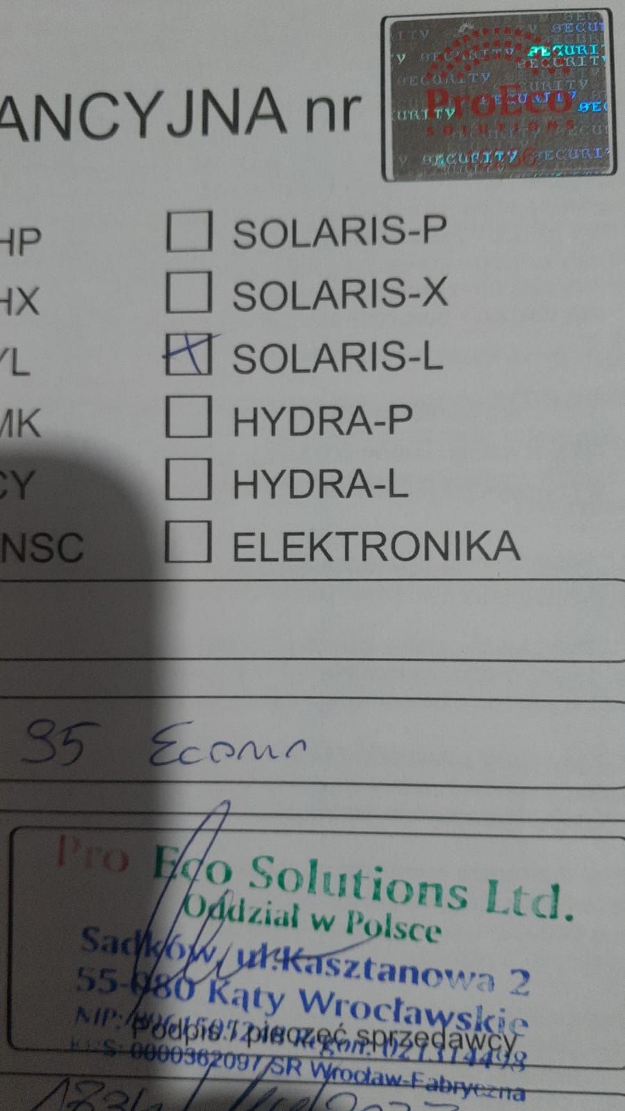 Słoneczny podgrzewacz wody PROECO SOLARIS L