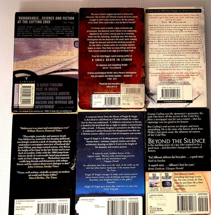 6 Livros Policial, Espionagem em Inglês Robert Wilson,Le Carré