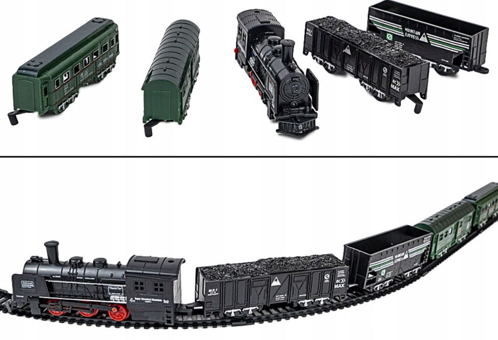 KOLEJKA ELEKTRYCZNA POCIĄG dla dzieci lokomotywa 4 wagony tory