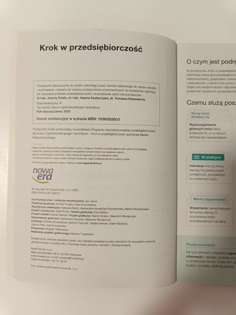 Krok w przedsiębiorczość, podręcznik, przedsiębiorczość