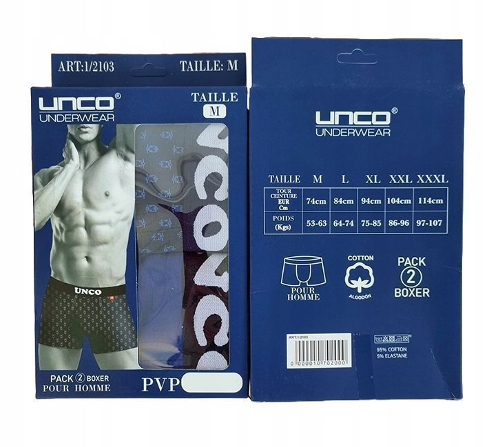 Majtki Bokserki Unco Underwear 2-Pak Bawełna R. M (74 Cm)