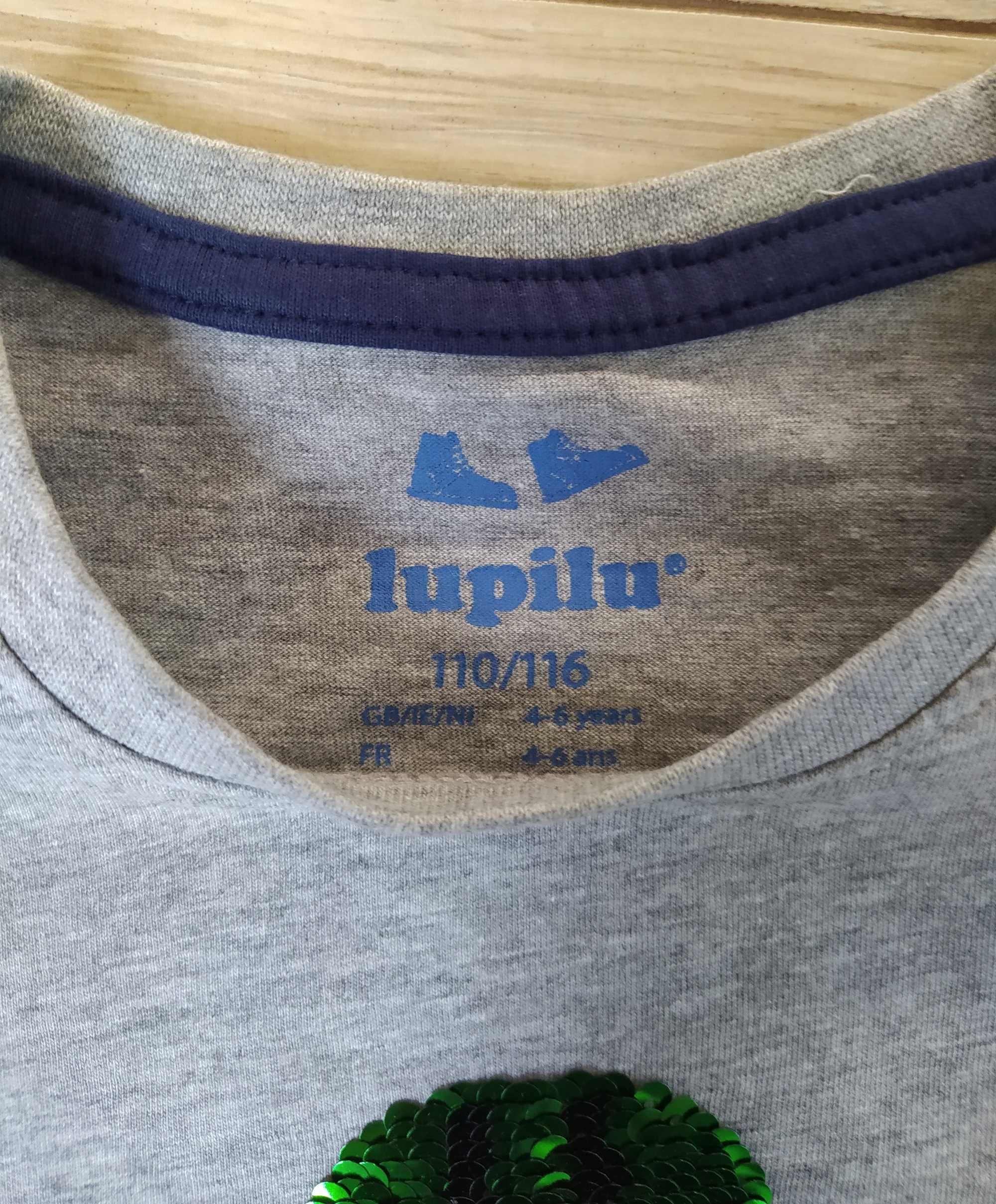 Koszulka z długim rękawem lupilu 110/ 116 cekiny, jak nowa