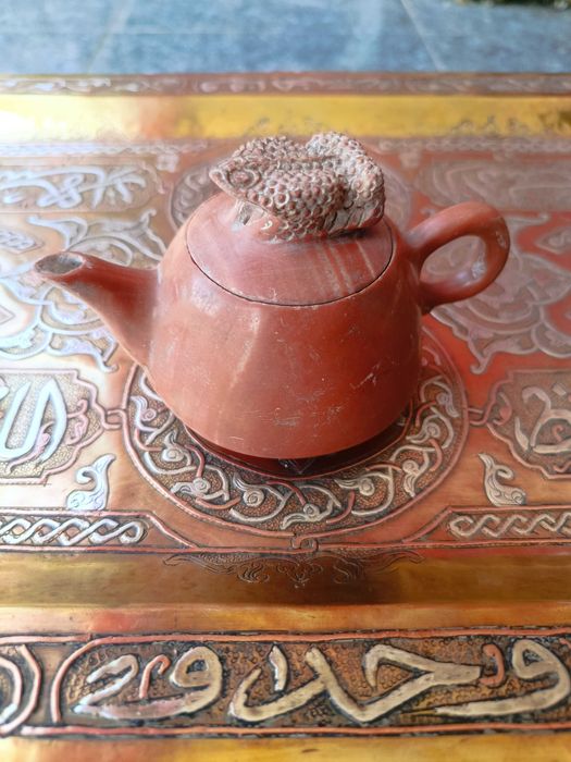 Bule e jade pedra dura Antigo 11 cm tampa forma de Rã