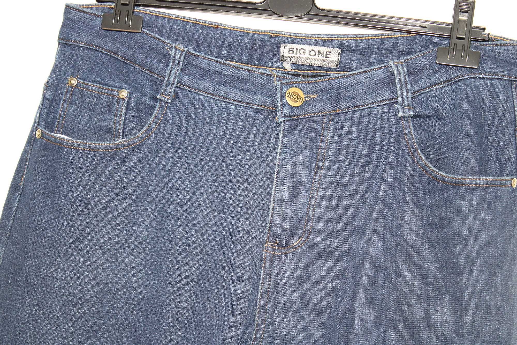 x3 BIG ONE Wygodne Męskie Proste Spodnie Jeans Ocieplenie XXL