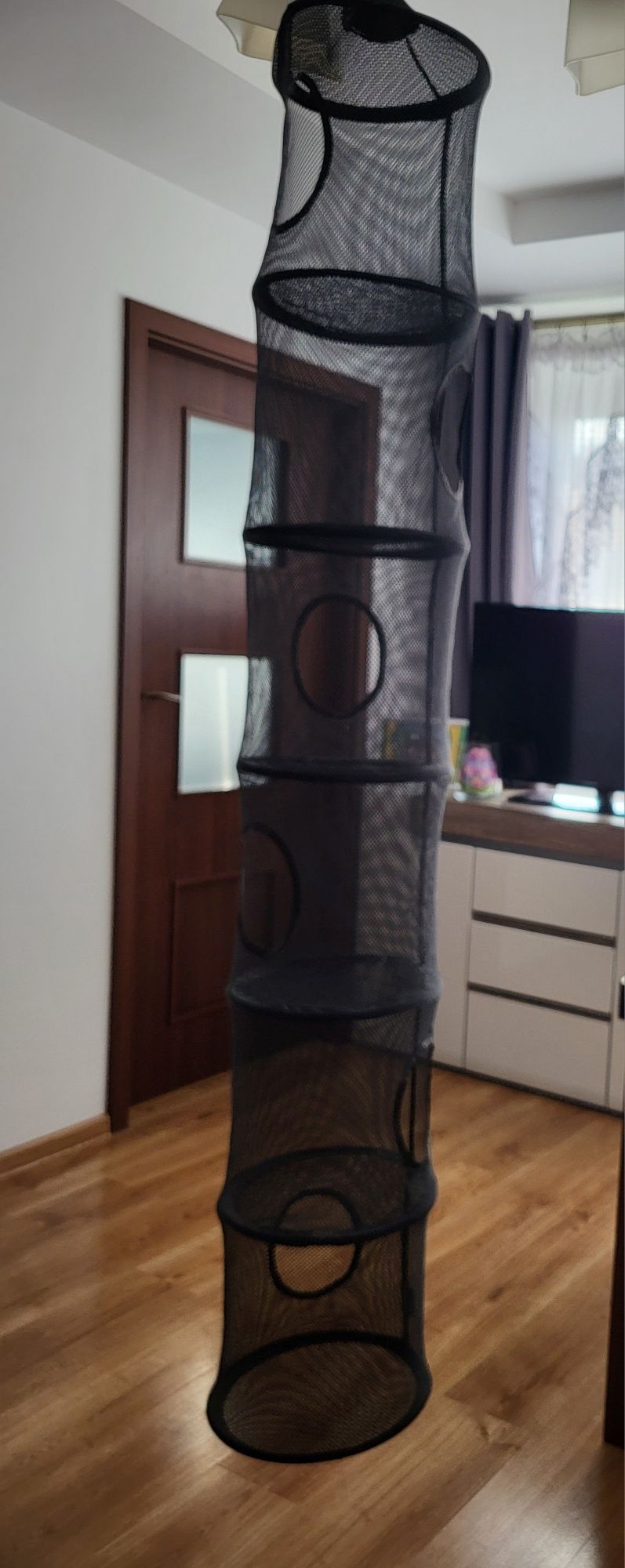 Organizer na zabawki, siatka  z 6 przegródkami, czarna