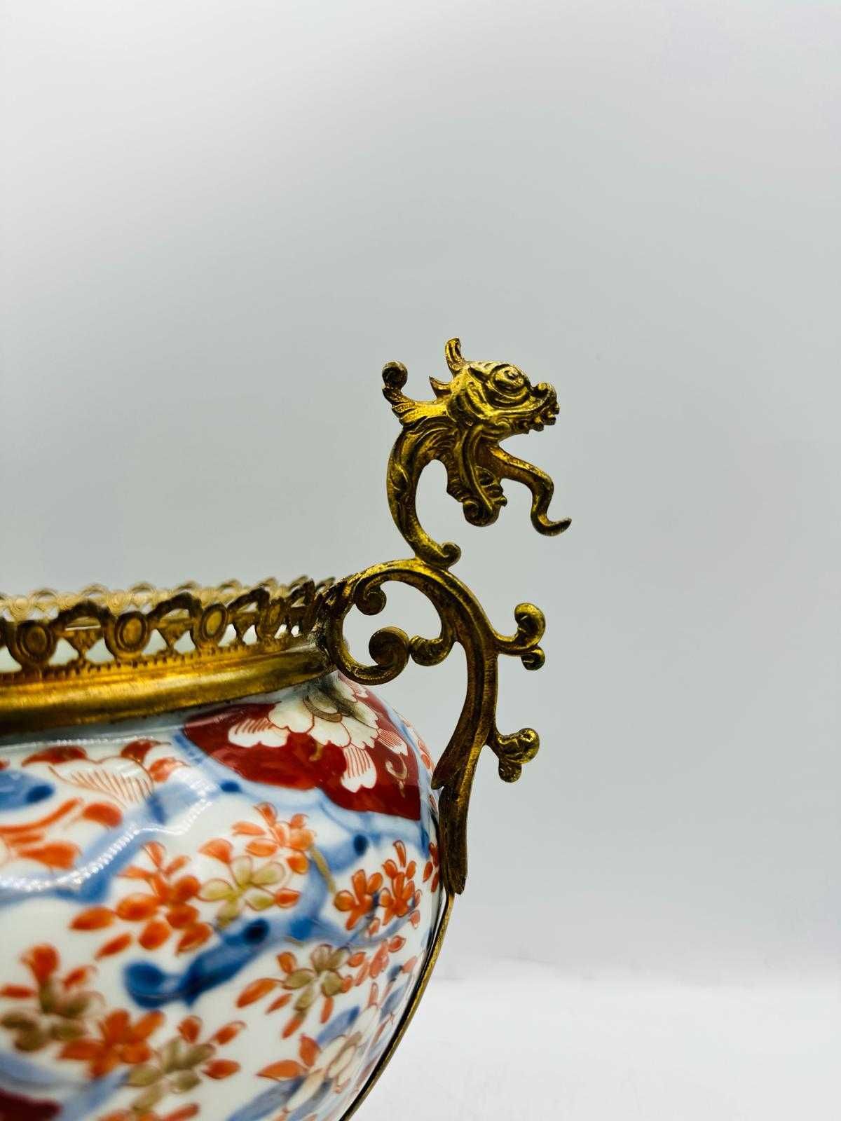 Porcelanowa Żardiniera Imari Brąz Antyk XX