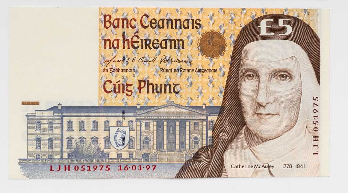 Banknot 5 funtów Irlandia 1997 aUNC