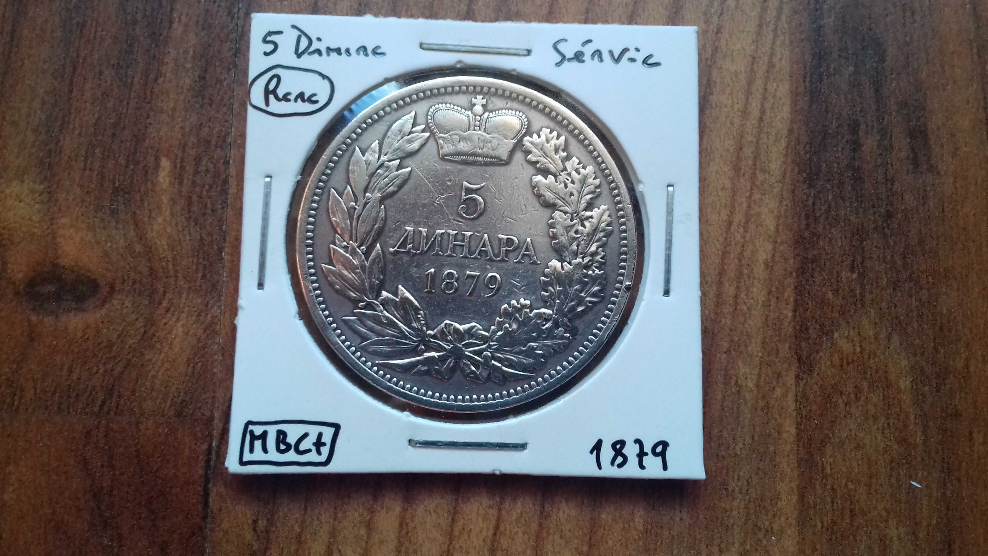 Moeda 5 Dinara 1879 Sérvia