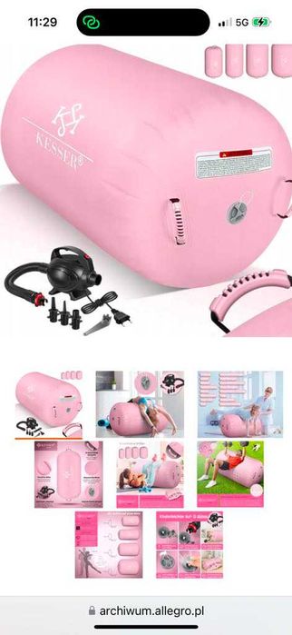 Rolka  Gimnastyczna Piłka Do Ćwiczeń 120X90CM AIR Roller Różowa